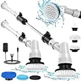 Electric Spin Scrubber, GOFOIT Power Cordless Shower Scrubber with 6 Replaceable Brush Heads and 3 Adjustable Handle, Rechargeable Spin Scrubber for Bathroom Floor Tile