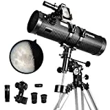 Professional Telescope 130EQ Newtonian Reflector Telescopes for Adults Astronomy, Comes with 1.5X Barlow Lens Smartphone Adapter & 13% T Moon Filter